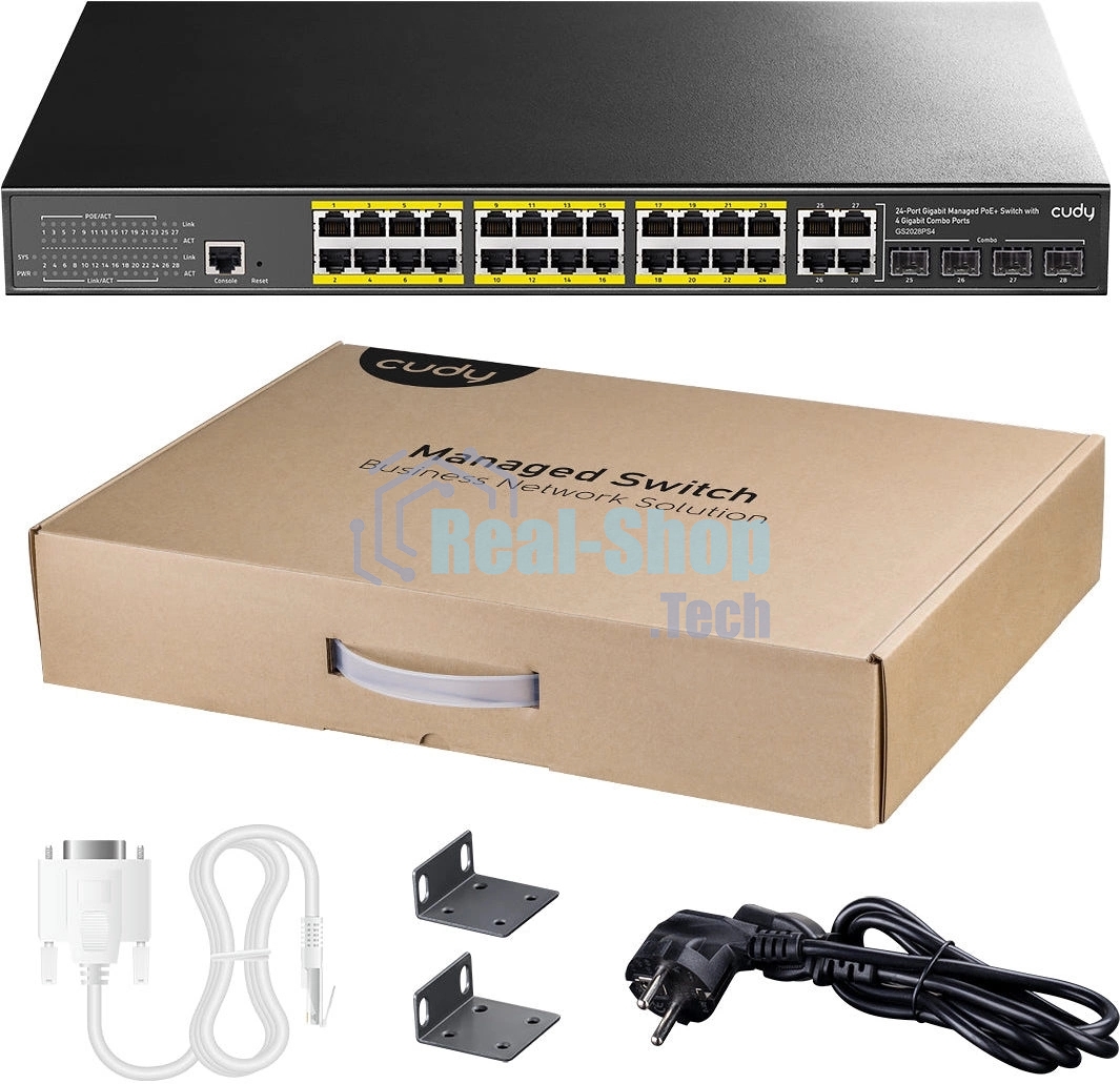 Коммутатор Cudy GS2028PS4-400W 24-Port Layer 2 Managed Gigabit PoE+ Switch with 4 Gigabit Combo Ports, 400W