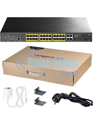 Коммутатор Cudy GS2028PS4-400W, 24×1 Гбит/с, 4×1 Гбит/с Combo (RJ-45/SFP)