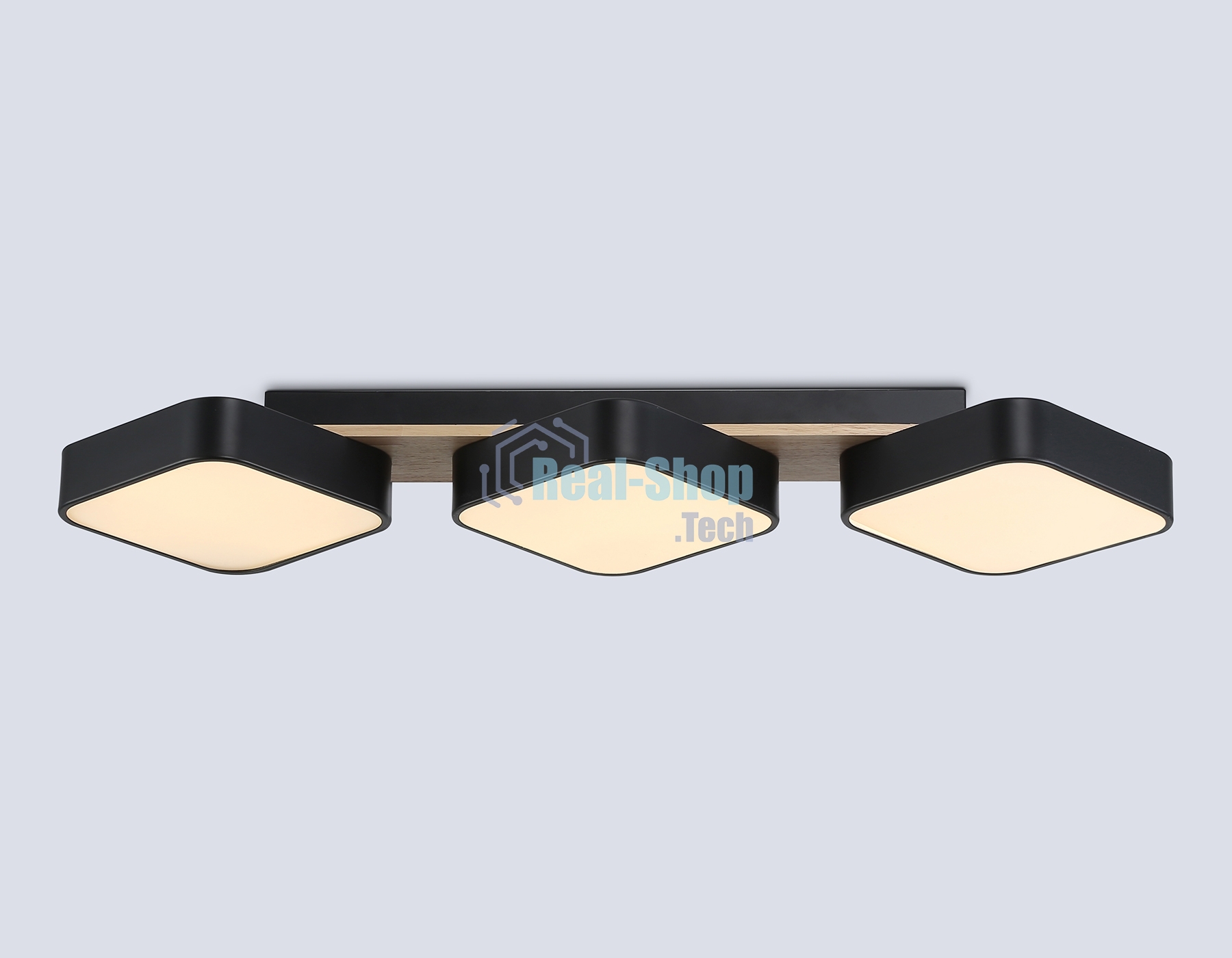 Светильник Ambrella light FL4878/3 BK/WD черный/дерево 54W 3000-6000K 680*200*70 (без ПДУ)