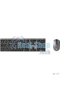 Комплект клавиатура + мышь Оклик 300M клав:серый мышь:серый/черный USB беспроводная slim