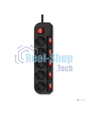 Сетевой фильтр Buro 500SH-3-SW-B 3 м, 5 розеток, черный, коробка