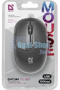 Мышь проводная Defender Datum MS-980 черный, 1000 dpi, USB, кнопки - 3