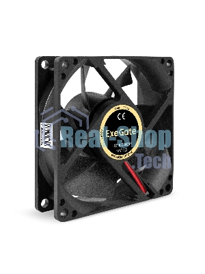 Вентилятор 12В DC ExeGate EX08025H2P (80x80x25 мм, Hydraulic bearing (гидродинамический), 2pin, 2200RPM, 22dBA)