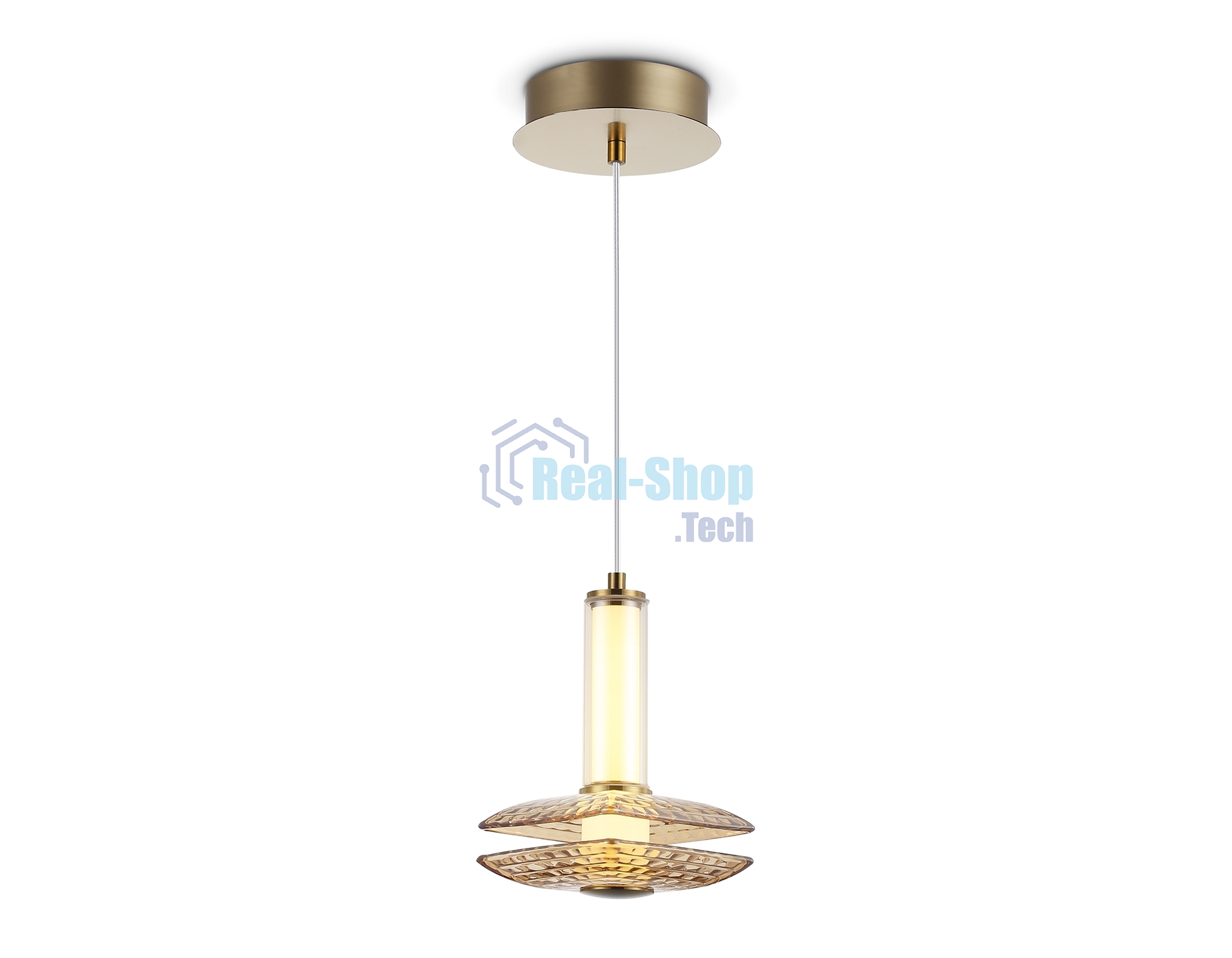 Подвесной светодиодный светильник Ambrella light LH31001 BS/TI латунь/янтарь 10W 3000K 150*150*240