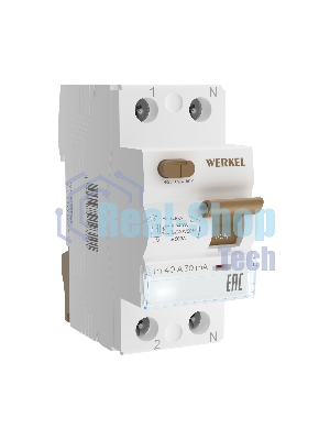 Устройство защитного отключения Werkel 1P+N 40 A 30 mА АС 6 kА W912P406