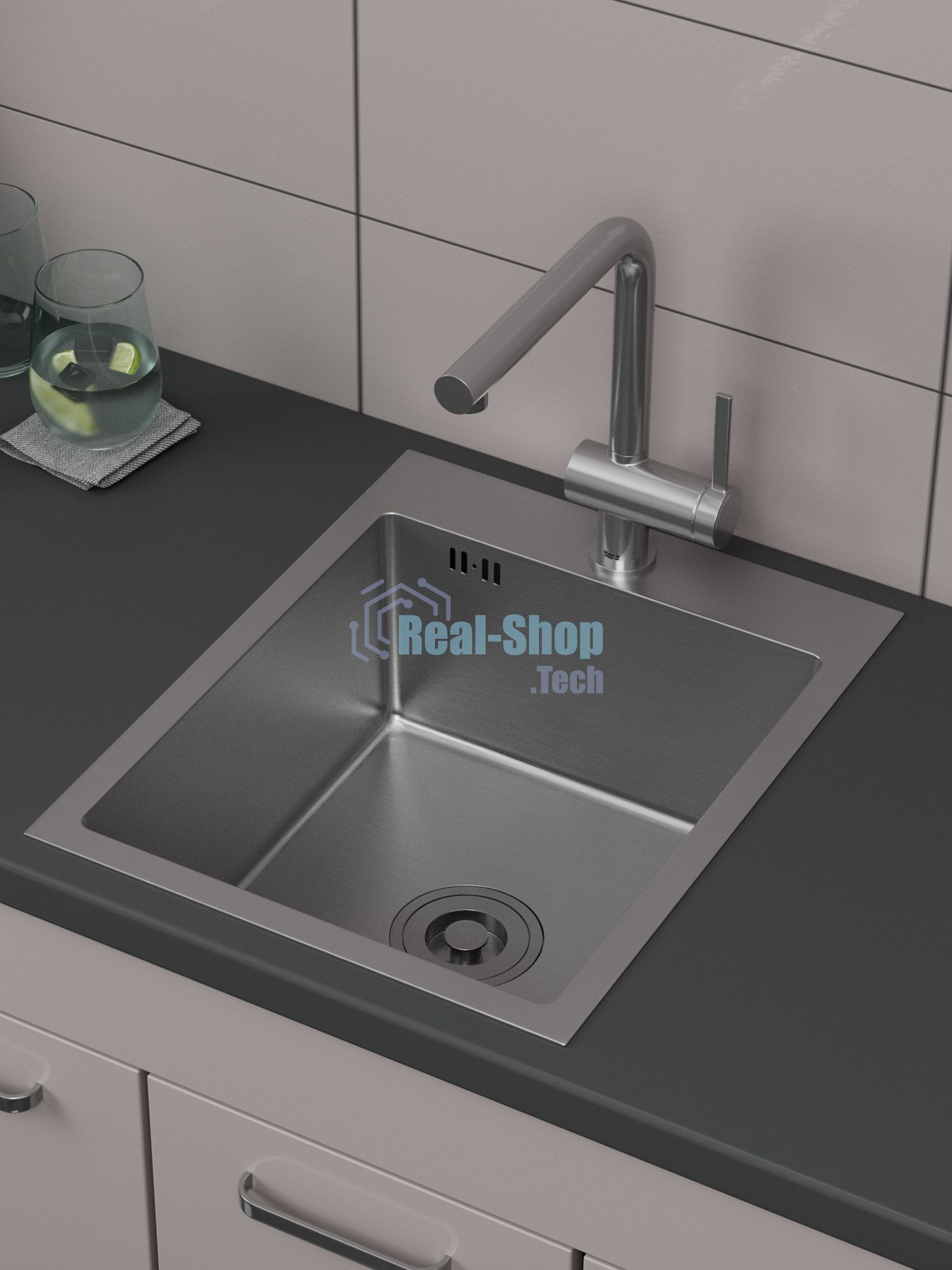 Мойка кухонная из нержавеющей стали BAU SOUL КТ4050S SATIN, сифон EASY CLEAN в комплекте.