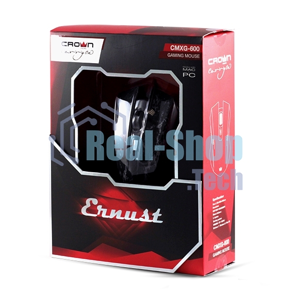 Мышь проводная Crown Gaming CMXG-600 черный, 2200 dpi, USB, кнопки - 6