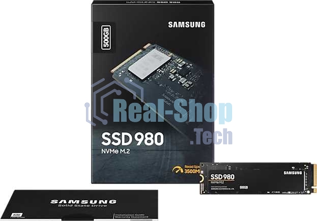 Накопитель SSD Samsung 980 MZ-V8V500BW, 500Gb, PCIe 3.0 x4, M.2 2280, NVMe, R/W 3100/2600