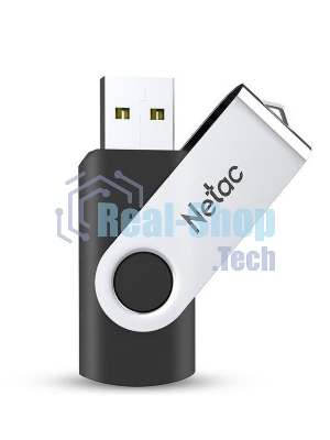 Флешка USB Netac U505 (NT03U505N-064G-20BK), 64Gb, USB 2.0, R/W 70/30, черный/серебристый