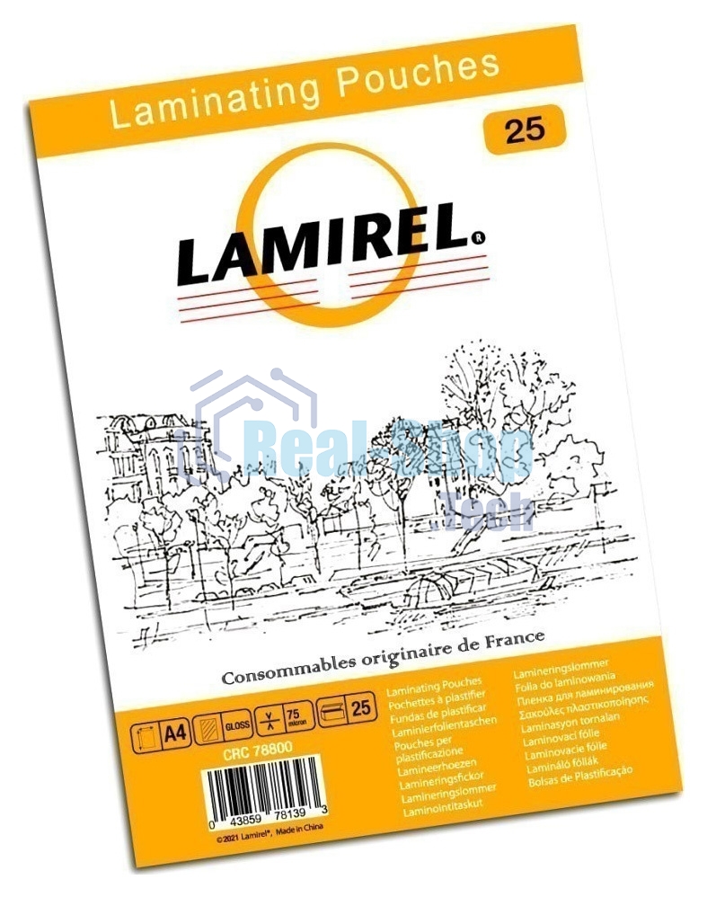 Пленка для ламинирования Fellowes 75мкм A4 (25шт) глянцевая216x303мм Lamirel (LA-78800)