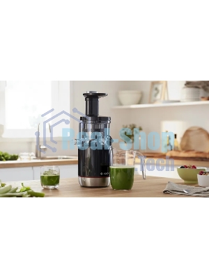 Соковыжималка Bosch MESM731M черный, шнековая вертикальная, 150 Вт, 1000 мл, электронное, реверс