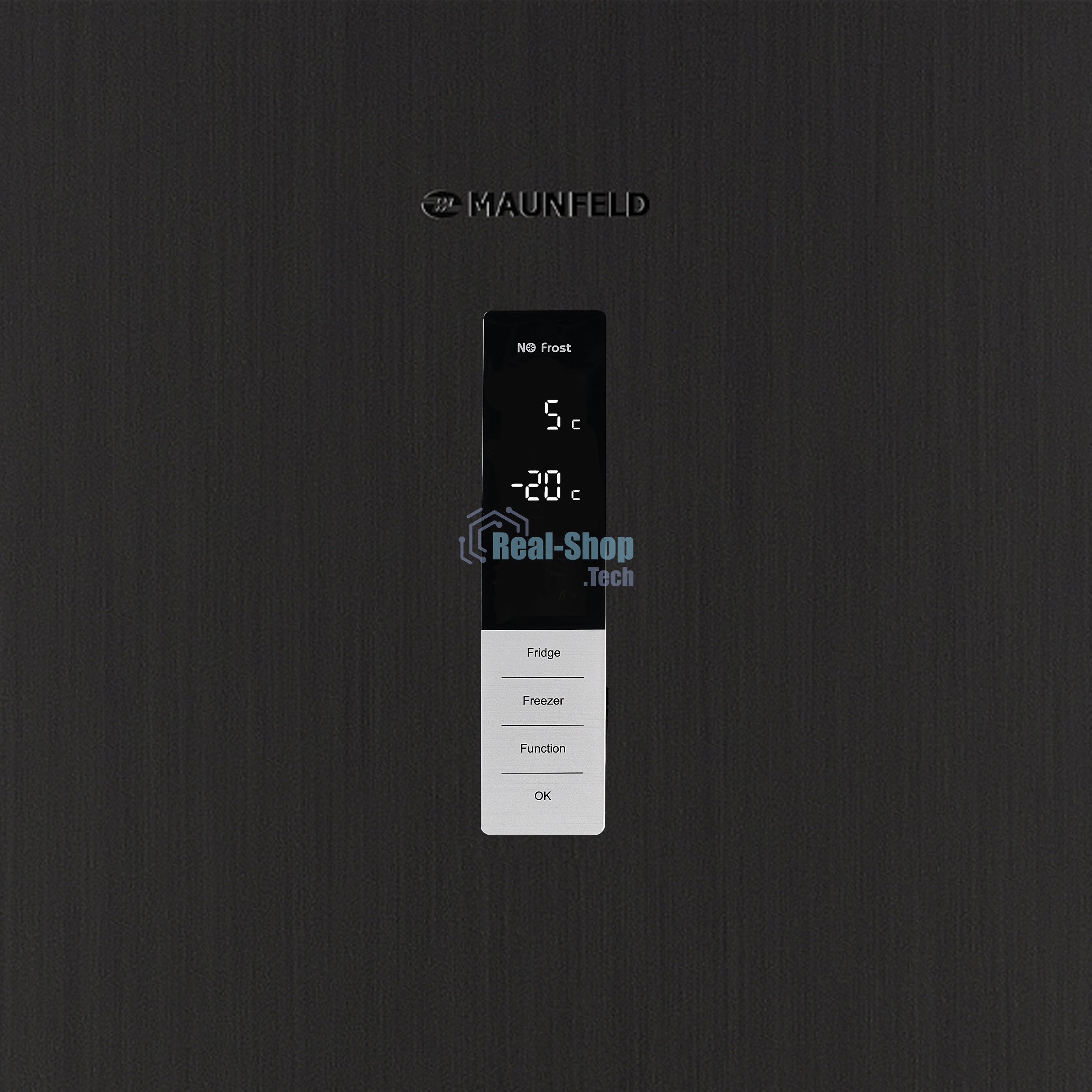 Холодильник Maunfeld MFF185NFSB10 черная нержавеющая сталь двухкамерный инвертор 240/100л морозилка снизу, No Frost