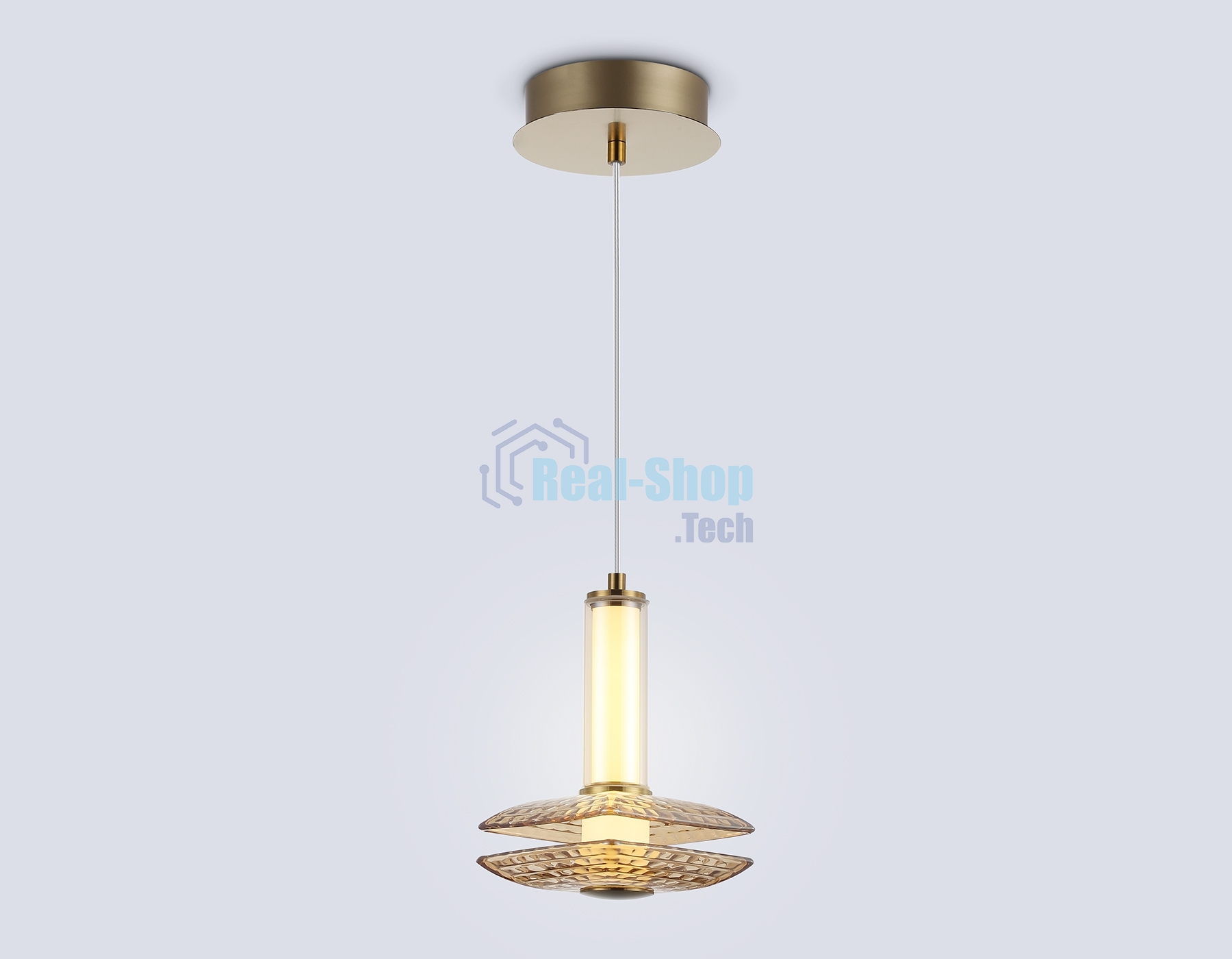 Подвесной светодиодный светильник Ambrella light LH31001 BS/TI латунь/янтарь 10W 3000K 150*150*240