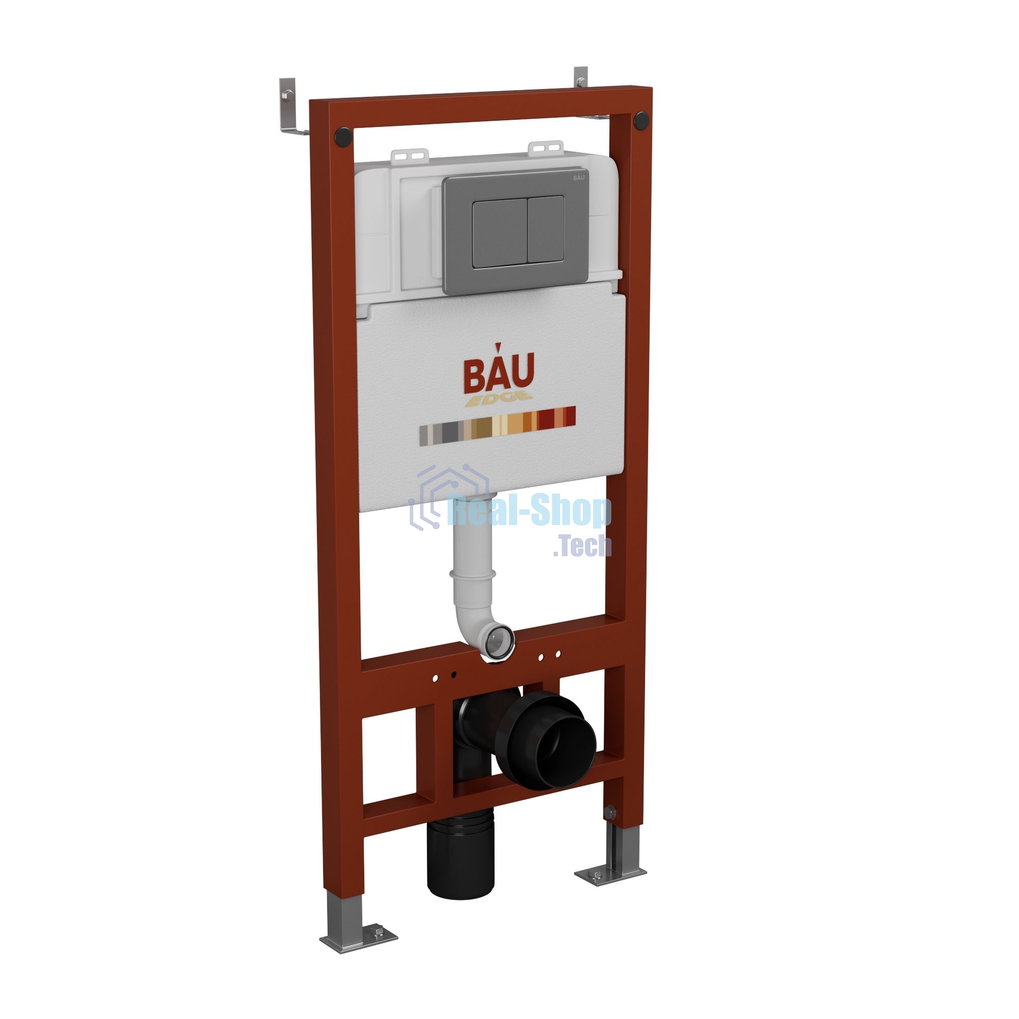 Инсталляция BAU PRO для подвесного унитаза с клавишей смыва BAU Stil Gun Grey, антивандальная, нержавеющая сталь темно-серый металлик