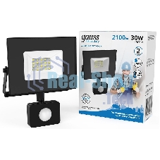 Прожектор светодиодный Gauss Elementary LED 30W 2100lm IP65 6500К с датчиком движения