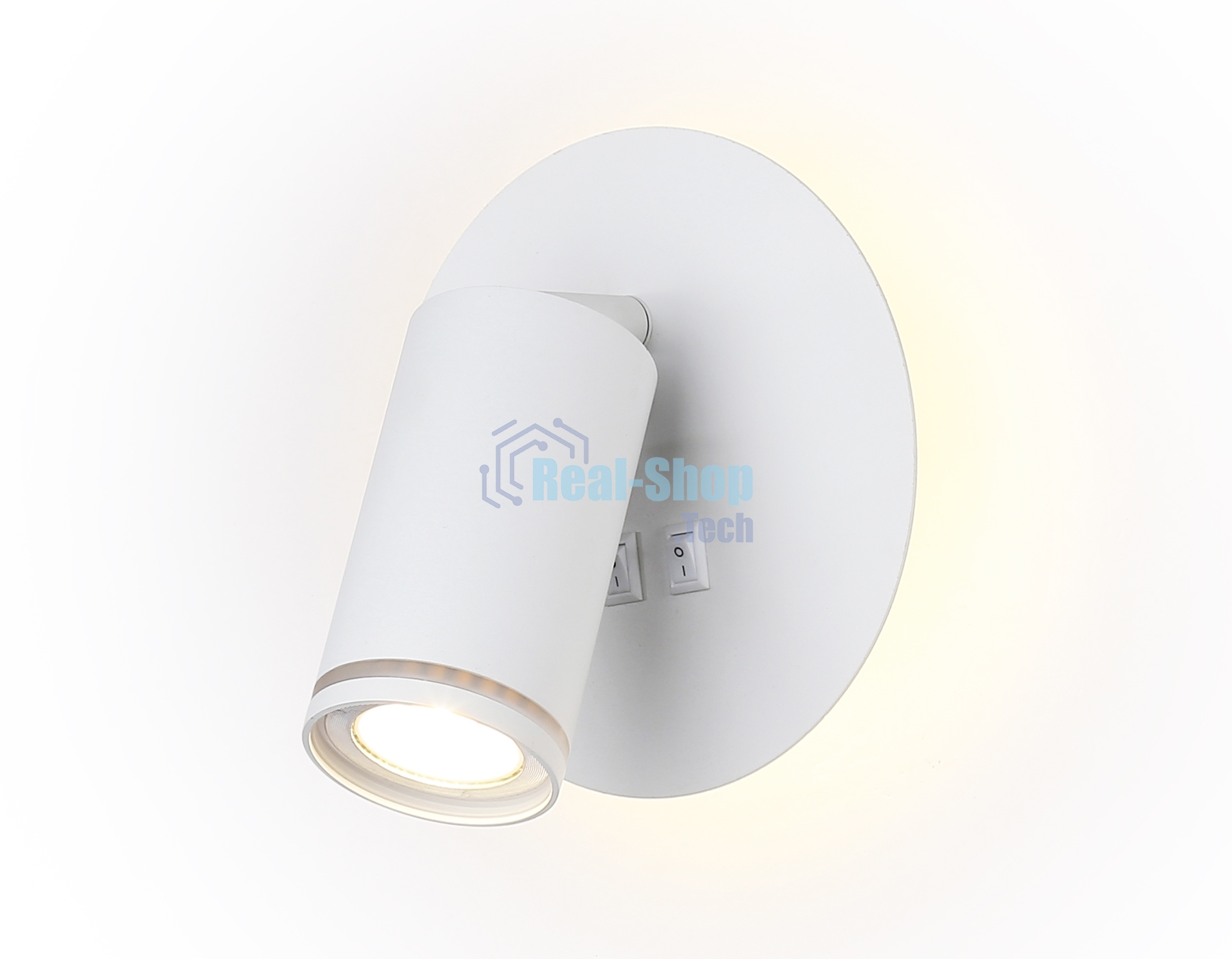 Настенный светильник с выключателем Ambrella light FW2462 WH белый GU10 max 12W+LED 4200K 7W D145*150