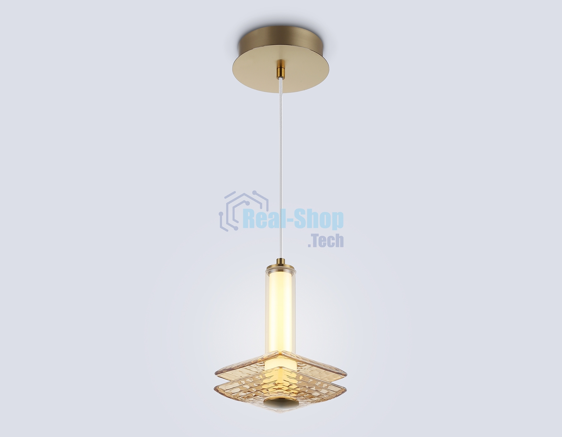 Подвесной светодиодный светильник Ambrella light LH31001 BS/TI латунь/янтарь 10W 3000K 150*150*240