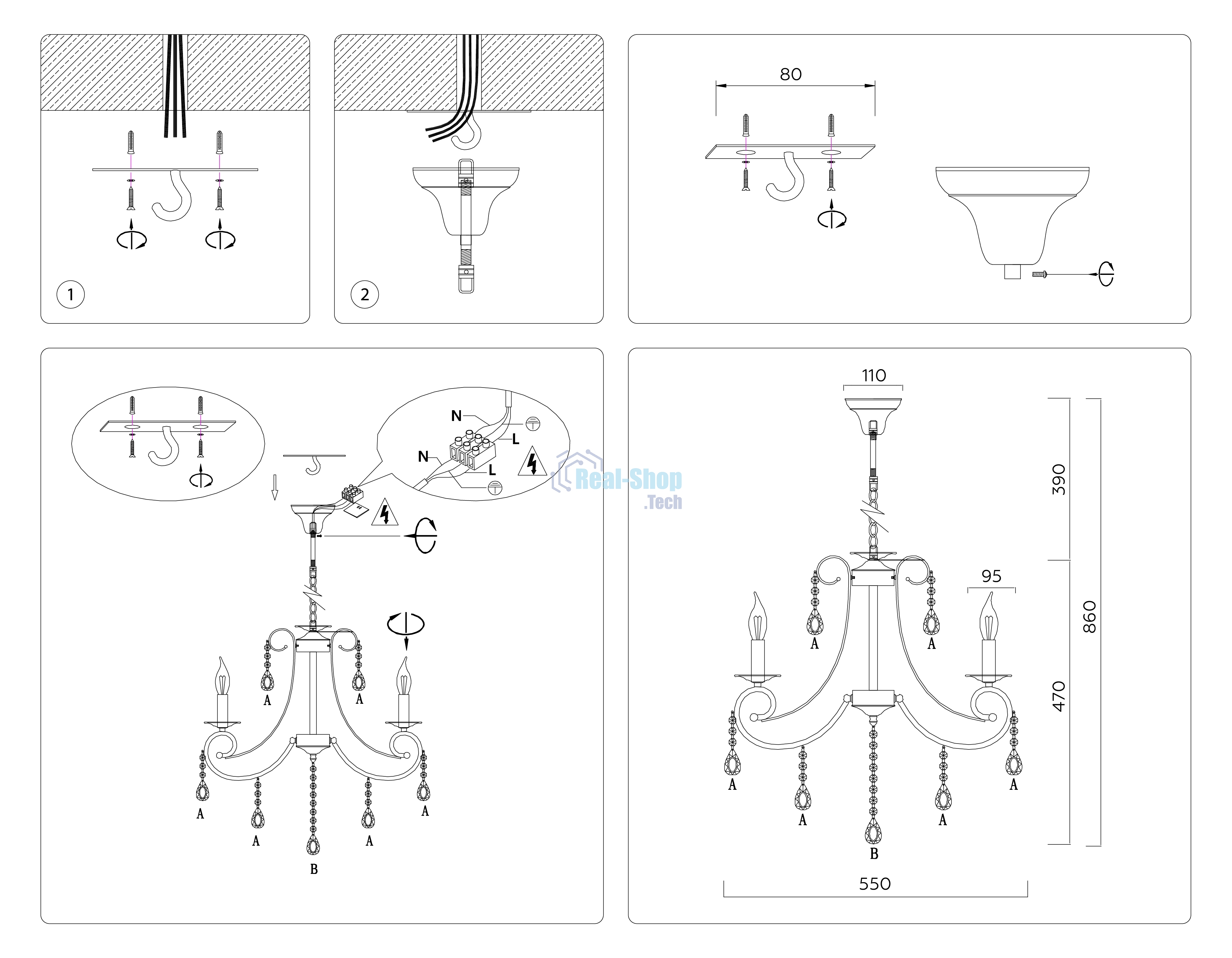 Светильник Ambrella light TR4915/3 WH/GD белый/золото E14/3 max 40W D550*860