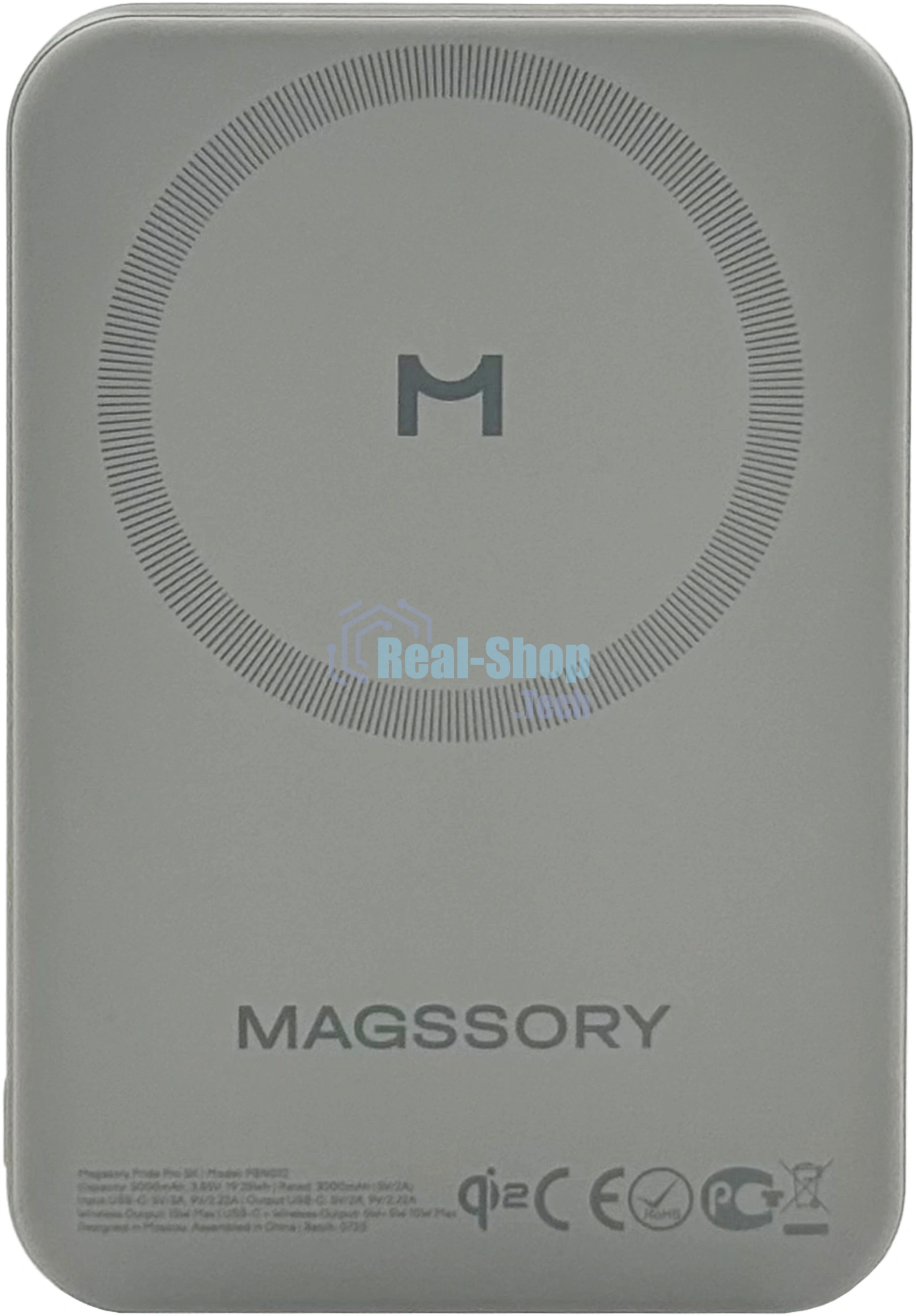 Мобильный аккумулятор Magssory PBN022 10000mAh QC4.0/PD3.0 15W 3A USB-C беспров.зар. титановый