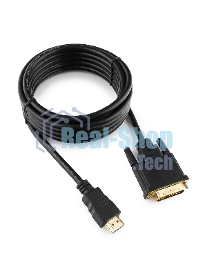 Кабель HDMI-DVI Cablexpert CC-HDMI-DVI-10, 19M/19M, single link, медь, позол.разъемы, экран, 3.0м, черный, пакет