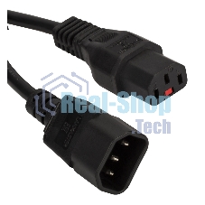 Шнур питания Lanmaster C13-C14, 3х0.75, 220В, 10А, черный, 3 метра