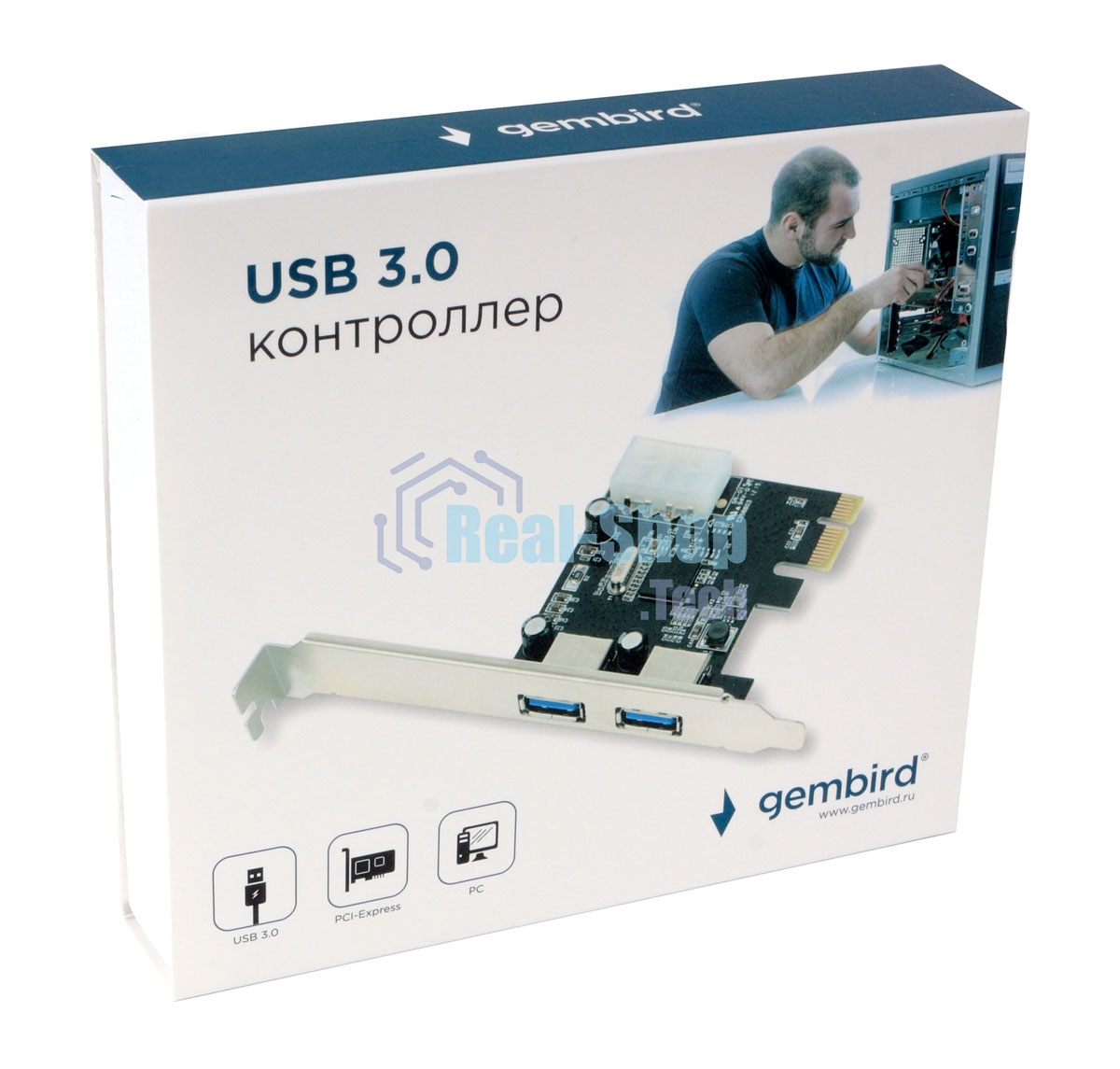 Контроллер USB Gembird SPCR-01, в PCI, порты: 2 внешн. USB 3.0