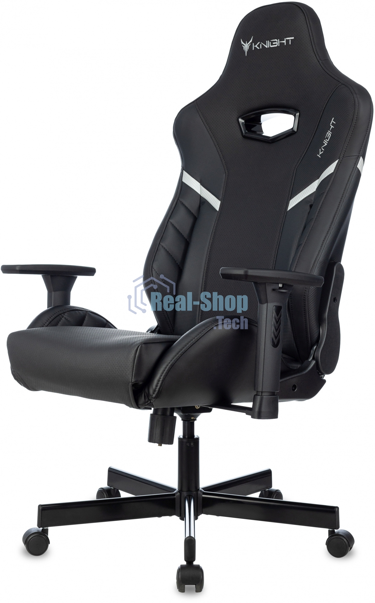 Кресло игровое Knight Thunder 5X черный эко.кожа крестов. металл