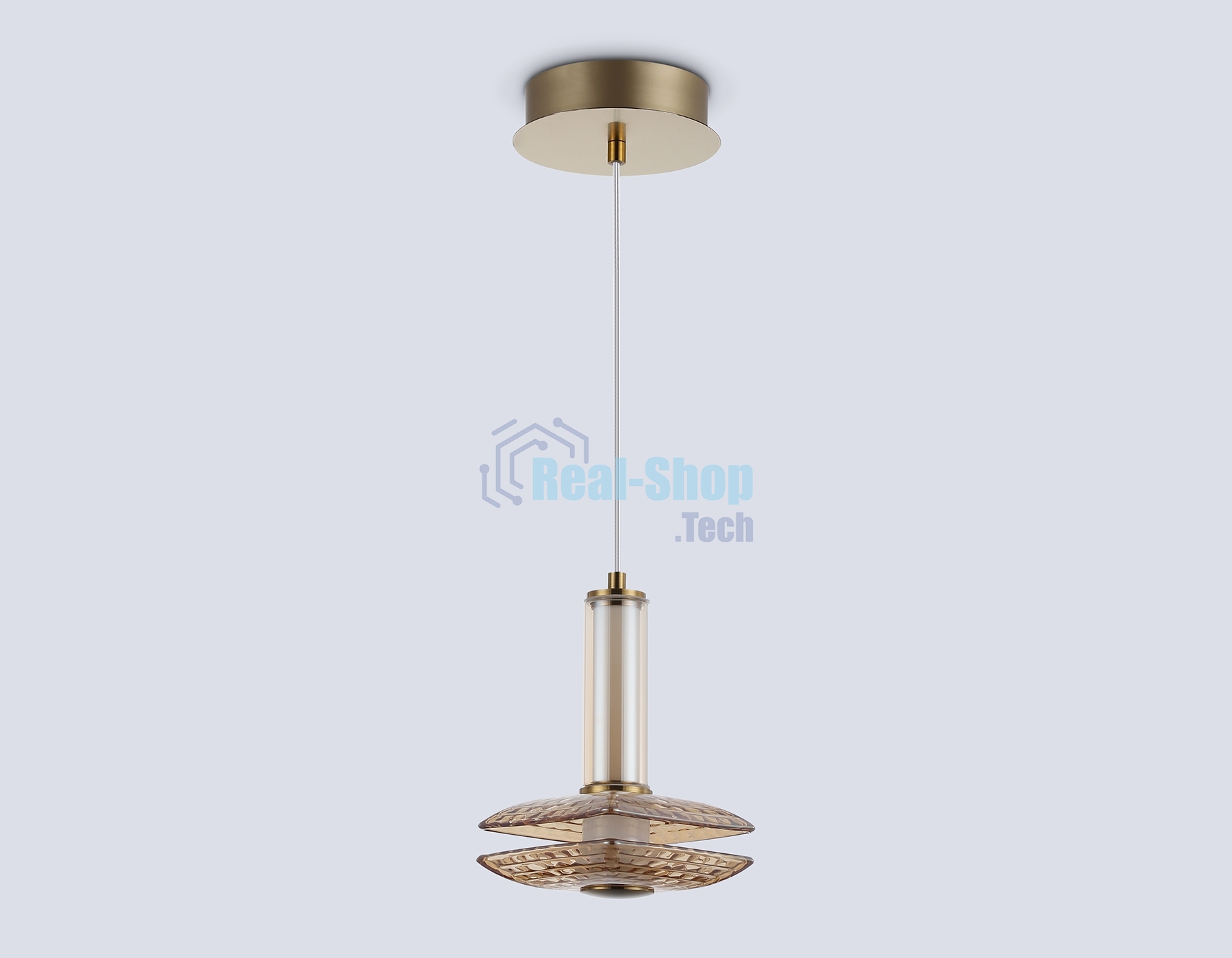 Подвесной светодиодный светильник Ambrella light LH31001 BS/TI латунь/янтарь 10W 3000K 150*150*240