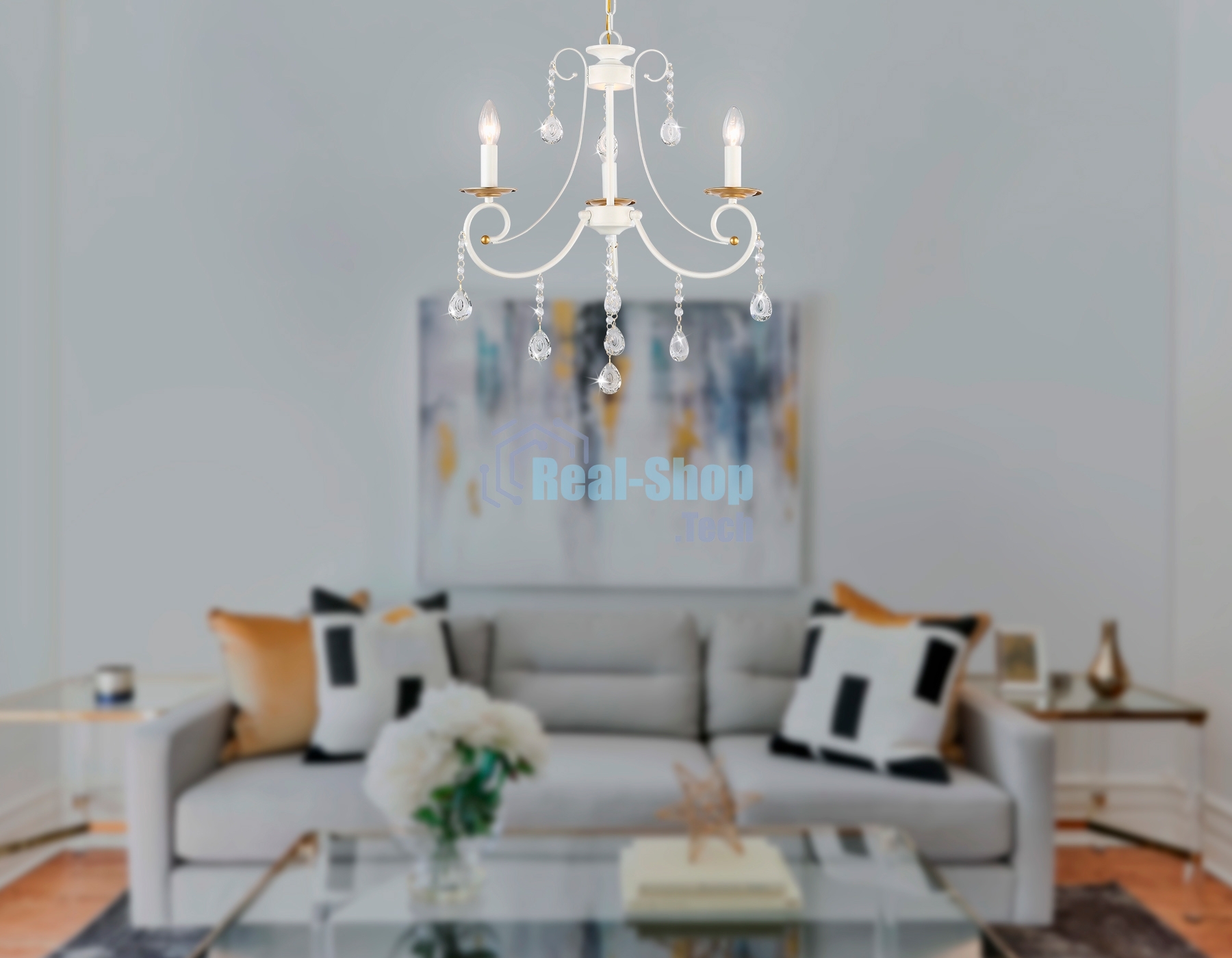 Светильник Ambrella light TR4915/3 WH/GD белый/золото E14/3 max 40W D550*860