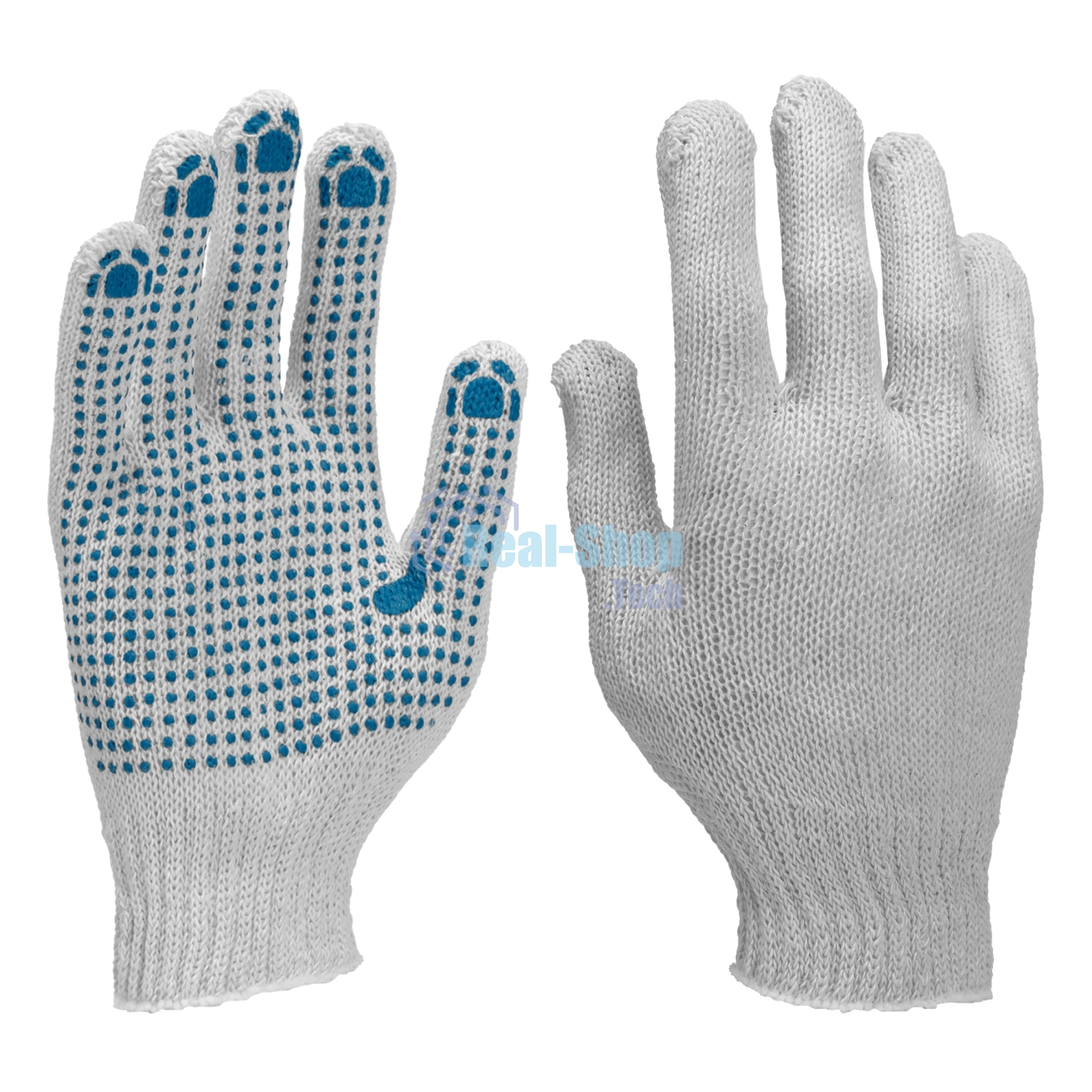Перчатки трикотажные для ремонтных и строительных работ, с ПВХ точкой, 6 пар. Россия