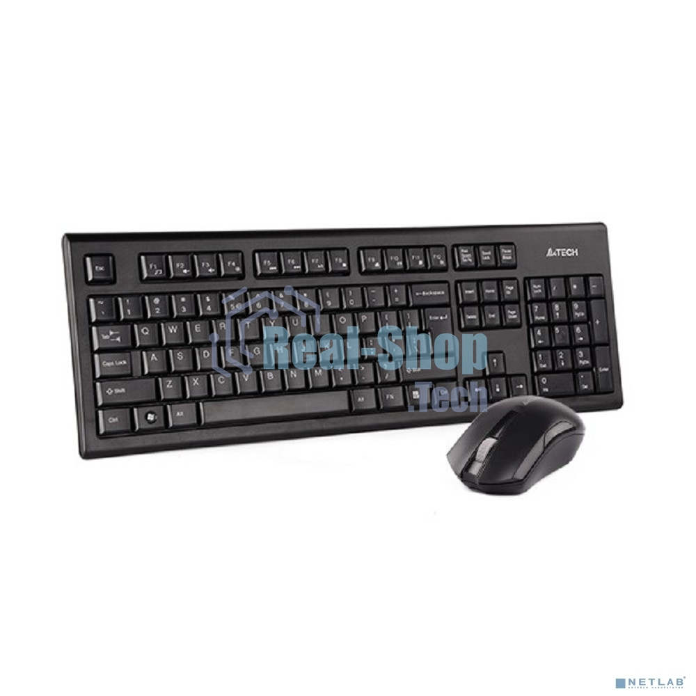 Комплект клавиатура + мышь A4Tech 3000NS клав:черный мышь:черный USB беспроводная Multimedia