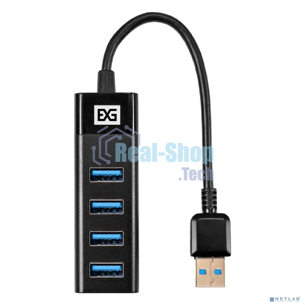 USB-концентратор 4-в-1 ExeGate DUB-4TP (кабель-адаптер USB3.0 --> 4xUSB3.0, Plug&Play, черный)