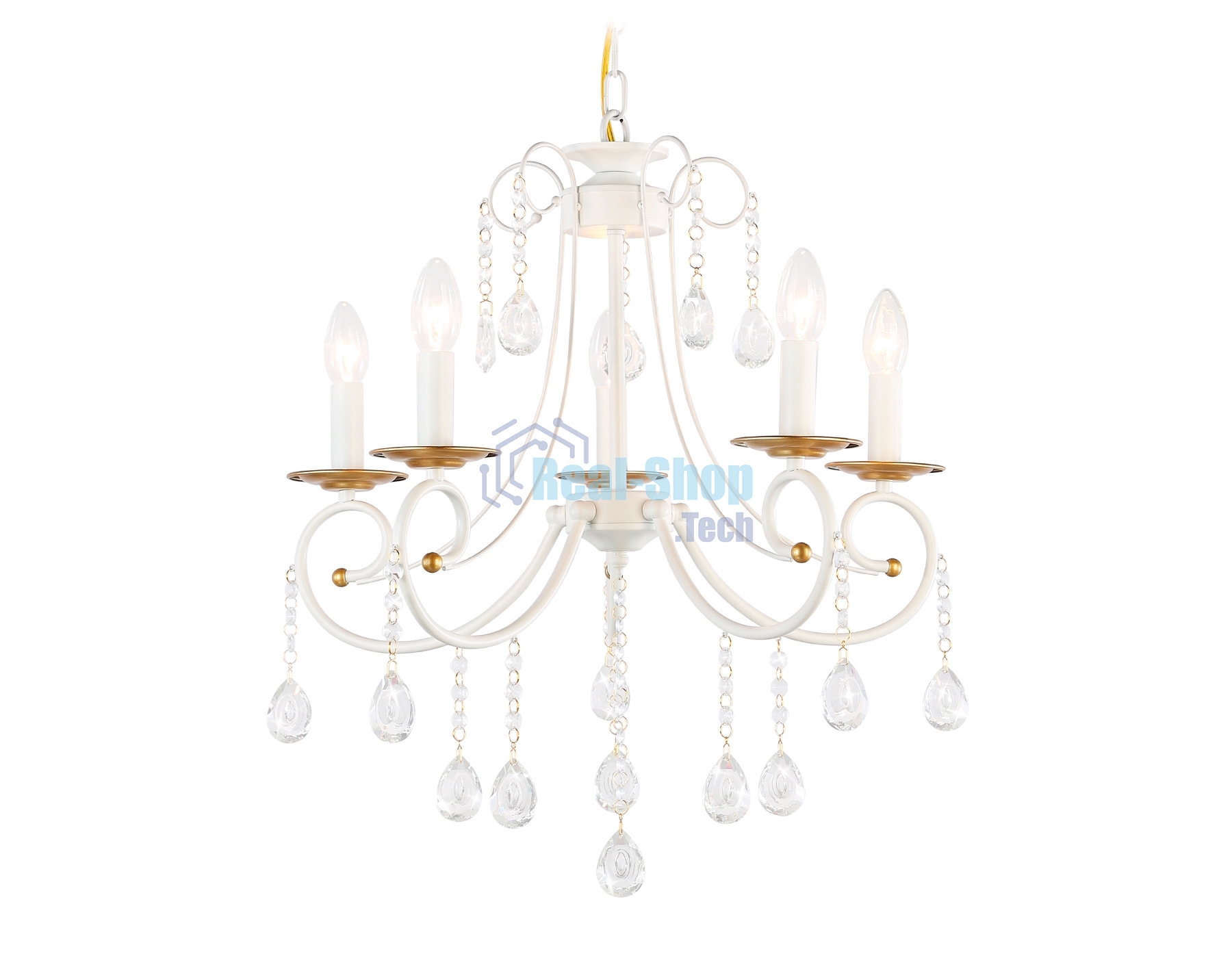 Светильник Ambrella light TR4916/5 WH/GD белый/золото E14/5 max 40W D550*860