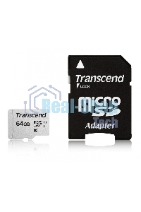Флеш карта Micro SecureDigital 64Gb Transcend Class 10 TS64GUSD300S-A MicroSDXC Class 10 UHS-I, SD adapter
