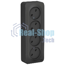 Розетка 4-м ОП Blanca 16А 250В без шторок без заземл. изол. пласт. антрацит SchE BLNRA000416