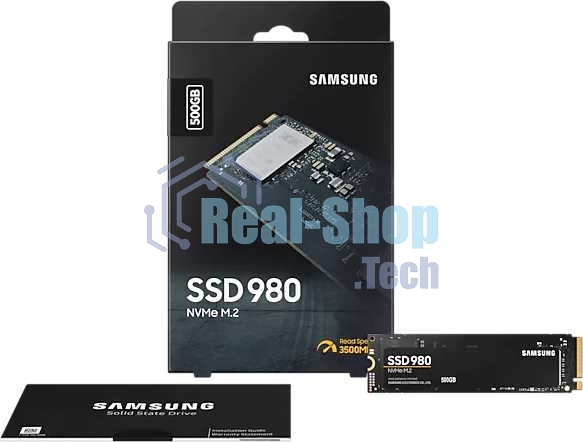 Накопитель SSD Samsung 980 MZ-V8V500BW, 500Gb, PCIe 3.0 x4, M.2 2280, NVMe, R/W 3100/2600