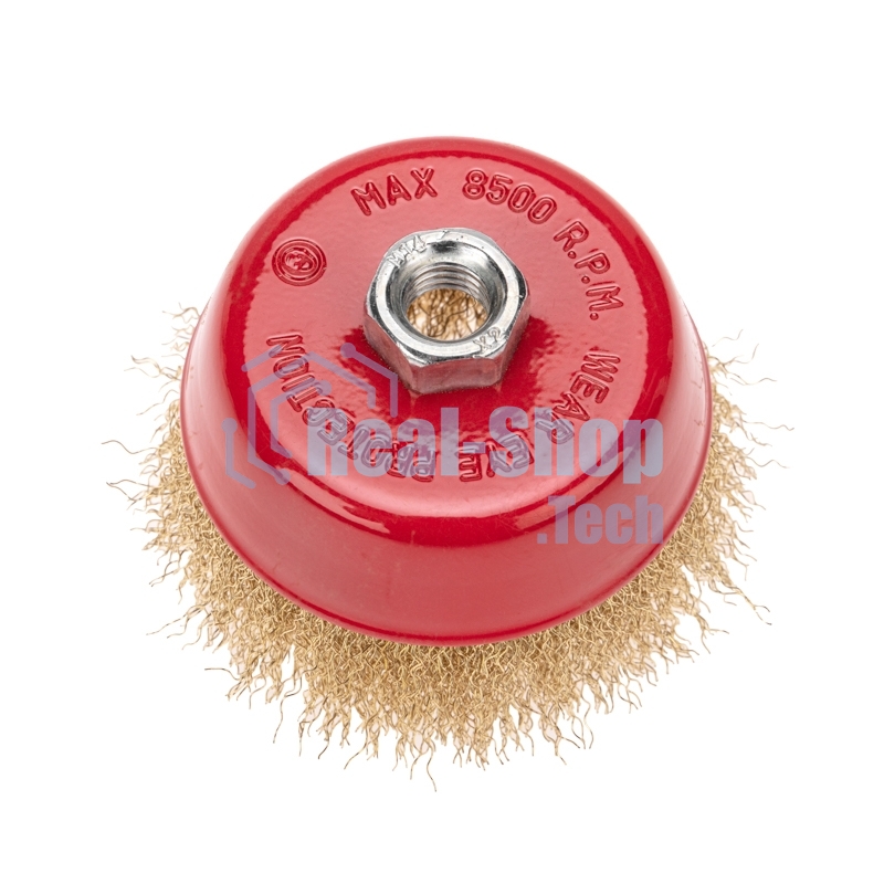 Щетка чашечная для УШМ Kranz латунированная проволока 100 мм М14