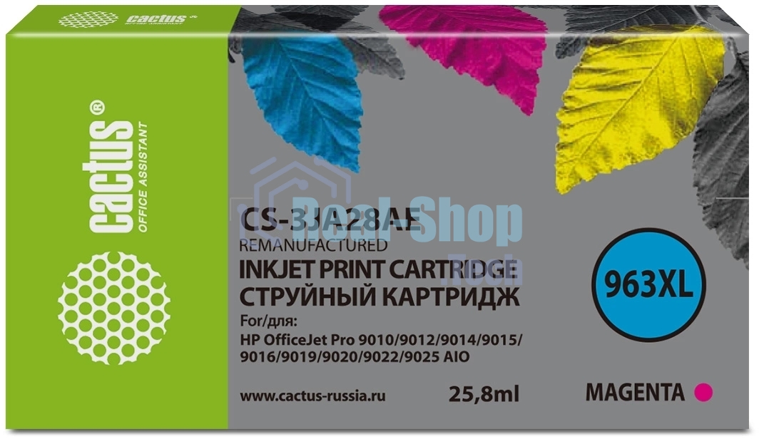 Картридж струйный Cactus CS-3JA28AE 963XL (есть ограничения по прошивке) пурпурный (25.5 мл) для HP OfficeJet Pro 9010/9010e/9012/9014/9015/9016/9019