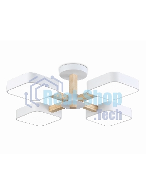 Светильник Ambrella light FL4879/4 WH/WD белый/дерево 72W 3000-6000K D610*160 (без ПДУ)