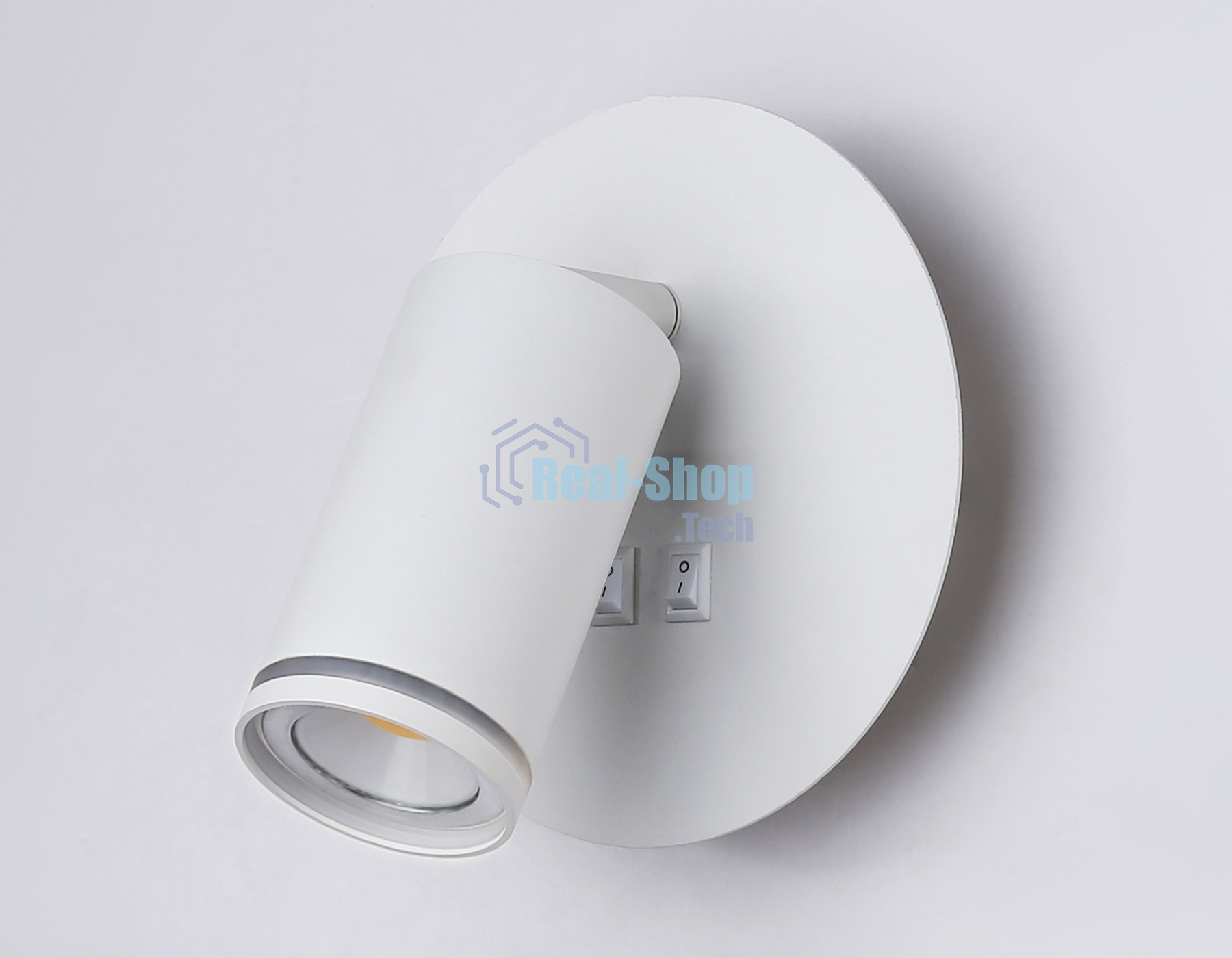 Настенный светильник с выключателем Ambrella light FW2462 WH белый GU10 max 12W+LED 4200K 7W D145*150