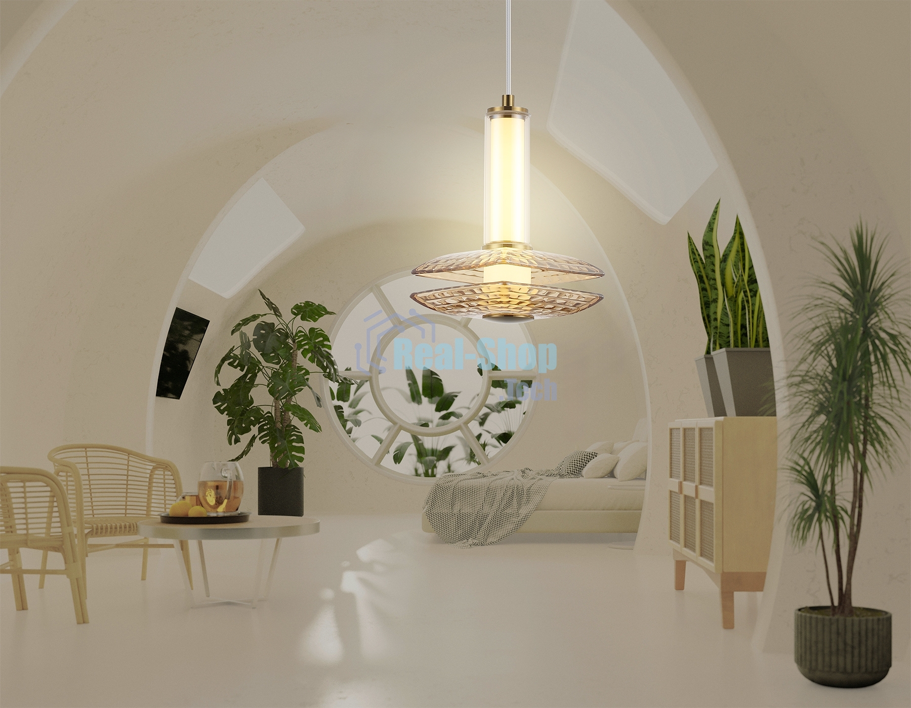 Подвесной светодиодный светильник Ambrella light LH31001 BS/TI латунь/янтарь 10W 3000K 150*150*240