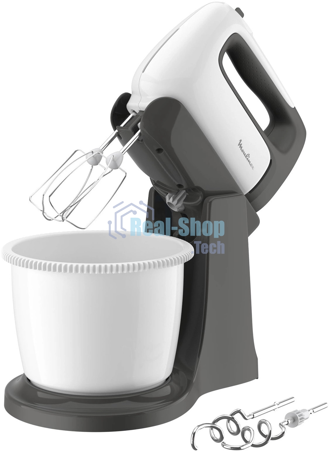 Миксер Moulinex HM464110 белый/серый, стационарный, 500 Вт, 2.5 л, 5 скоростей