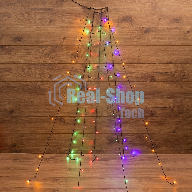 Елочная гирлянда с кольцом Neon-night, 7 нитей по 1,8 метра, цвет диодов мультиколор, не соединяется