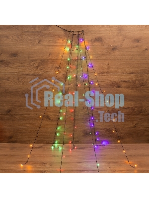Елочная гирлянда с кольцом Neon-night, 7 нитей по 1,8 метра, цвет диодов мультиколор, не соединяется