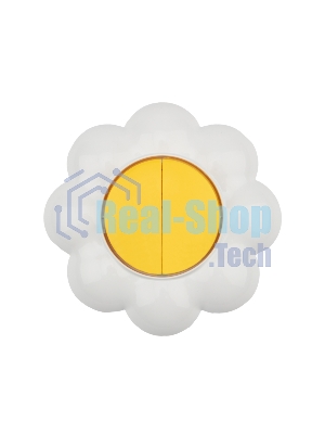 Выключатель двухклавишный Kranz HAPPY Ромашка скрытой установки, желтый/белый