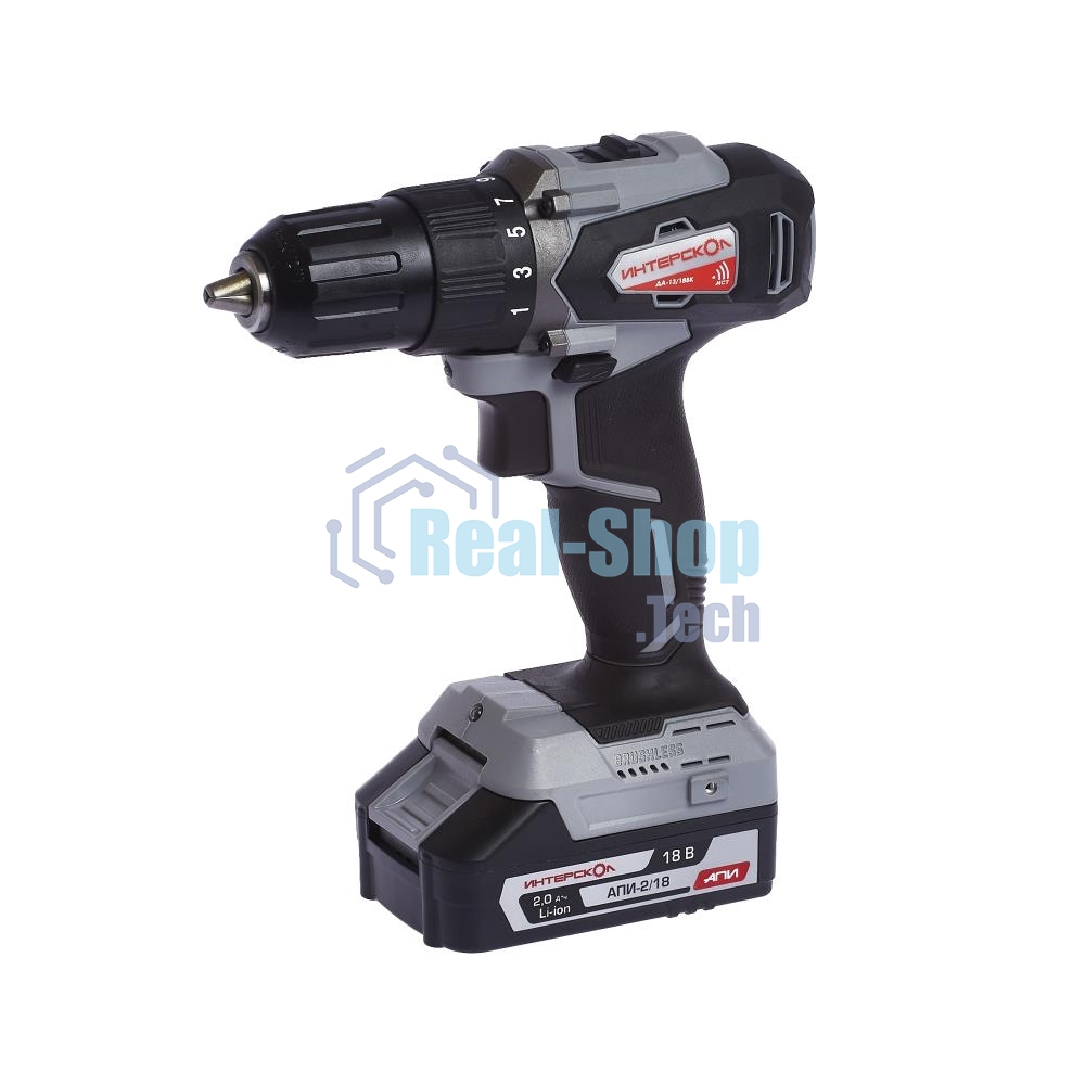 Дрель-шуруповерт аккумуляторная ИНТЕРСКОЛ ДА-13/18ВК, Аккумуляторный, 18В, Без АКБ и ЗУ, Кейс