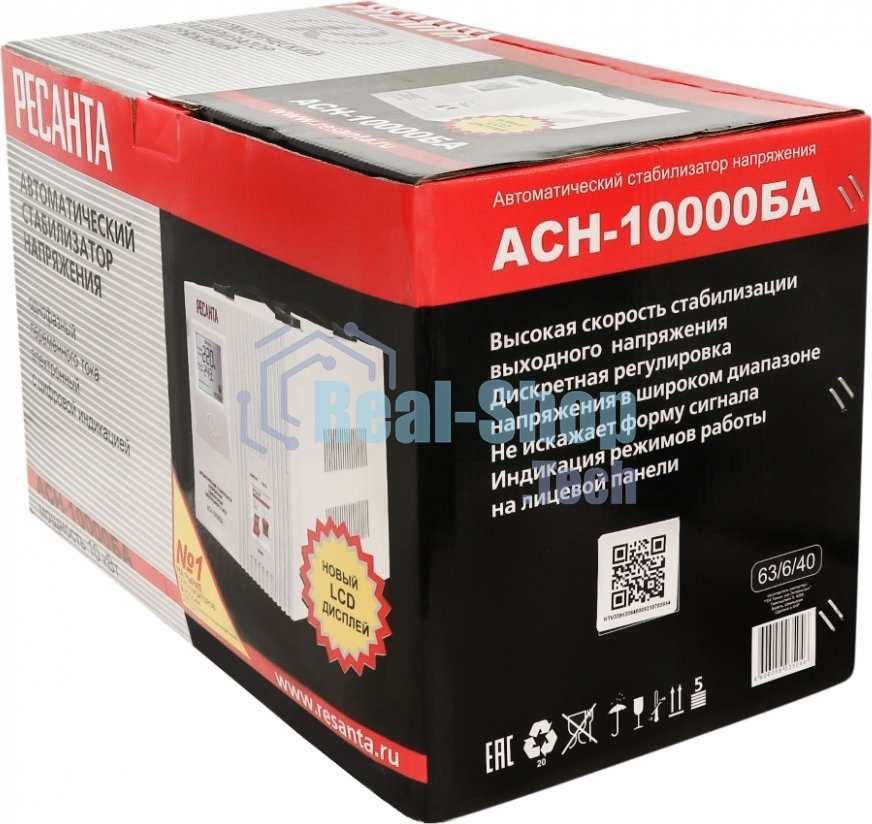 Стабилизатор напряжения Ресанта АСН-10000БА однофазный серый (63/6/40)