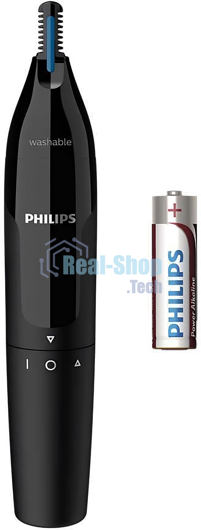 Триммер для носа и ушей Philips, черный, пластик, батарейка АА в комплекте