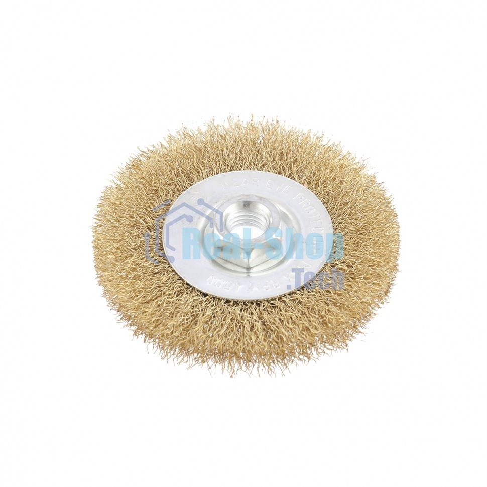 Щетка Matrix для УШМ, 100 мм, М14, плоская, латунированная витая проволока