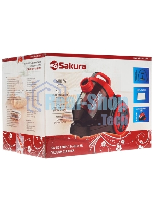 Пылесос Sakura SA-8315R красный/черный, 450/2400 Вт, уборка сухая, пылесборник контейнер 2 л